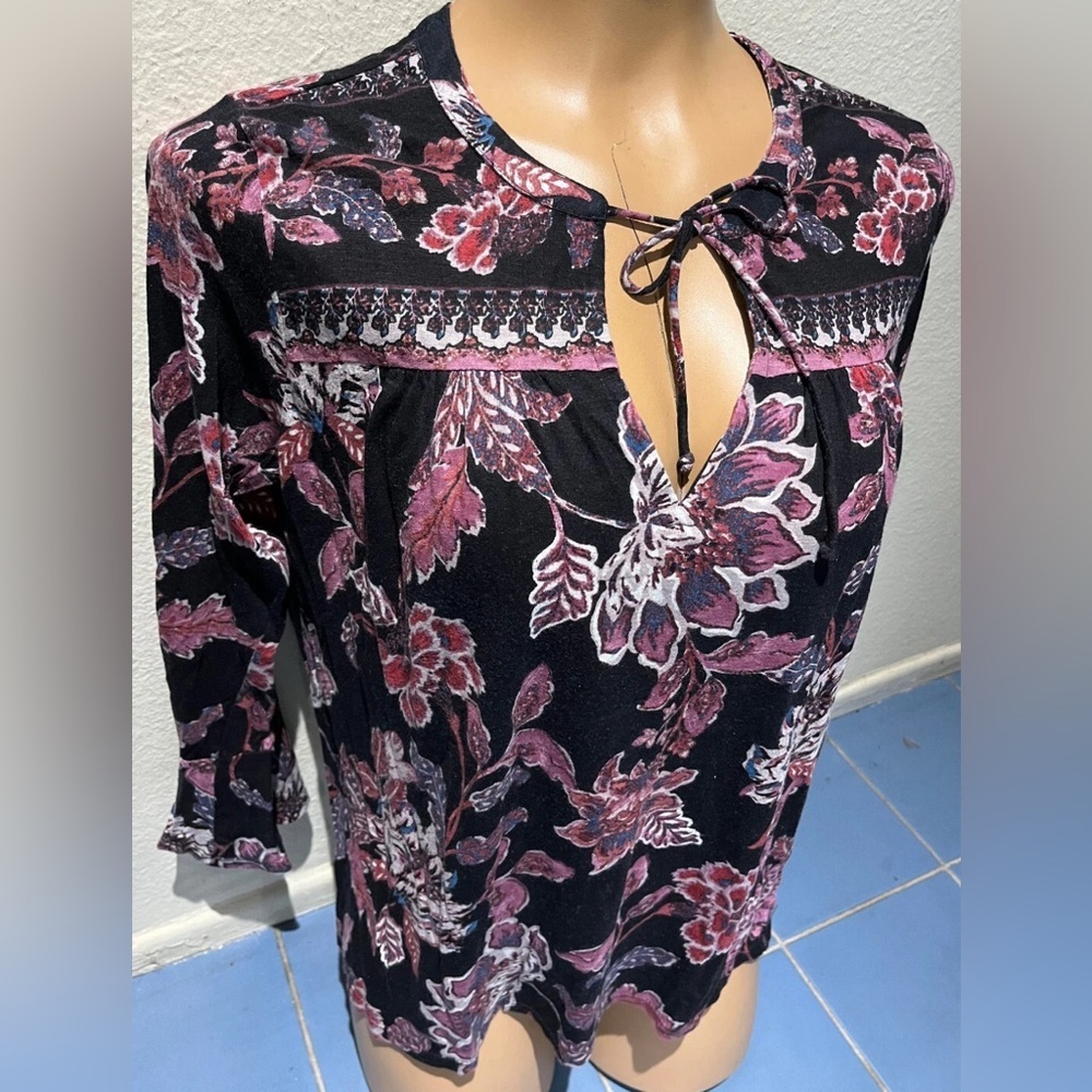 🧌Lucky Brand Coquette Floral 3/4 Bell Sleeve Tunic - Picture 4 of 11